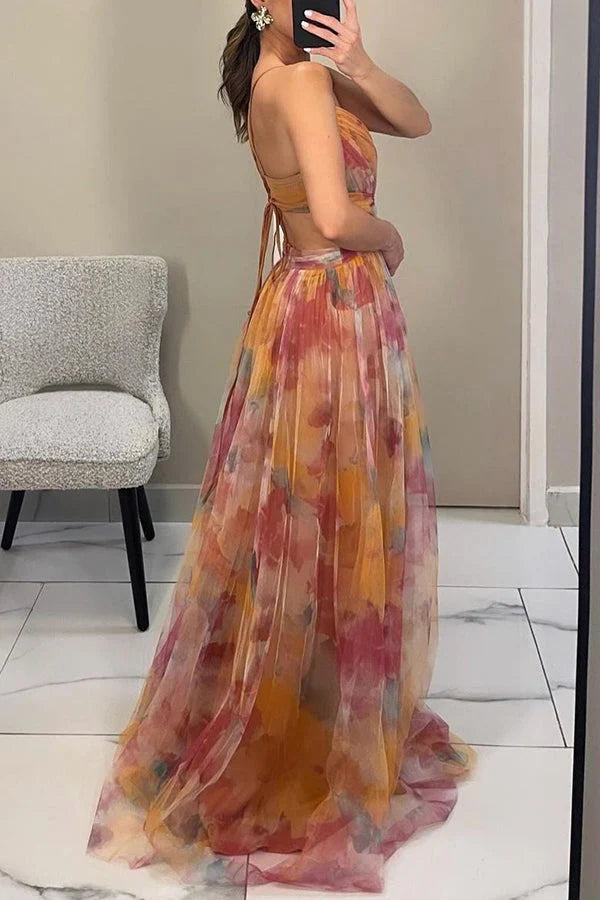 Fiora Belle Damen Plissiertes Maxikleid | Elegantes Fließendes Kleid für Festliche Anlässe