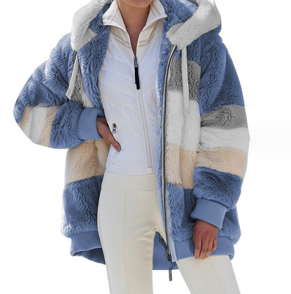 Vivka Damen Plüsch-Jacke in Multicolor – Vorderansicht