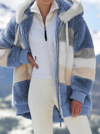 Bunte Plüschjacke für Damen in lässigem Casual-Stil