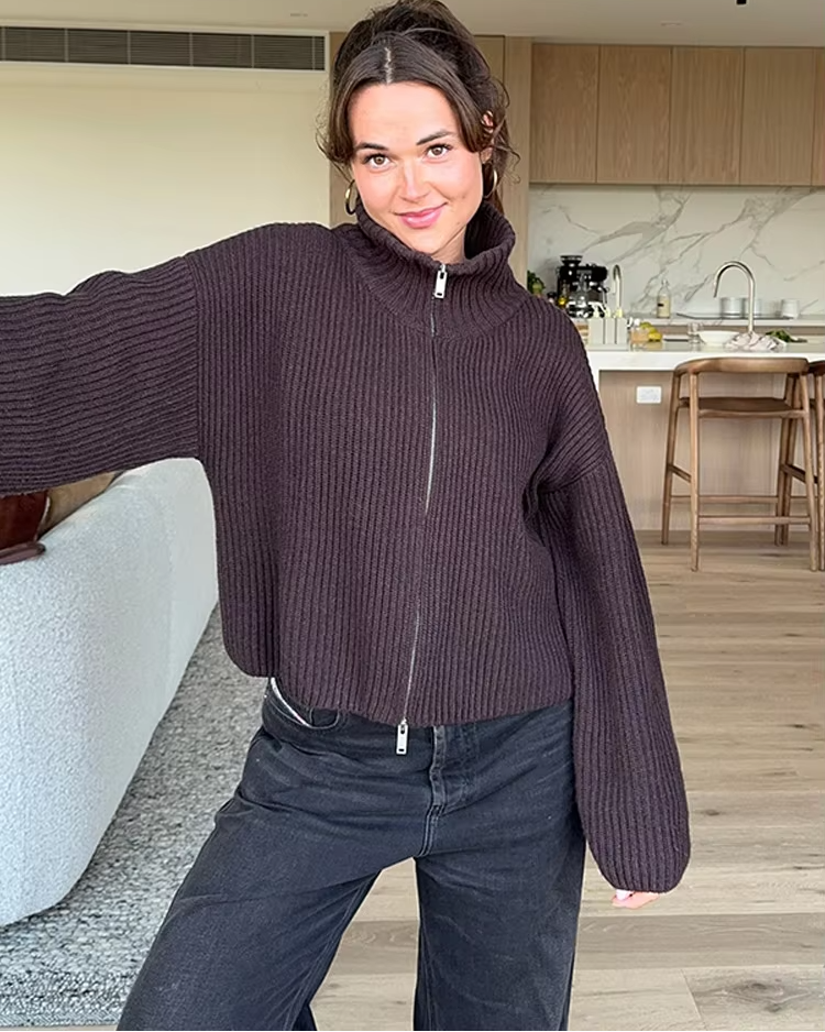 Damen Rollkragenpullover Zalina in Braun – Herbst-Winter-Look