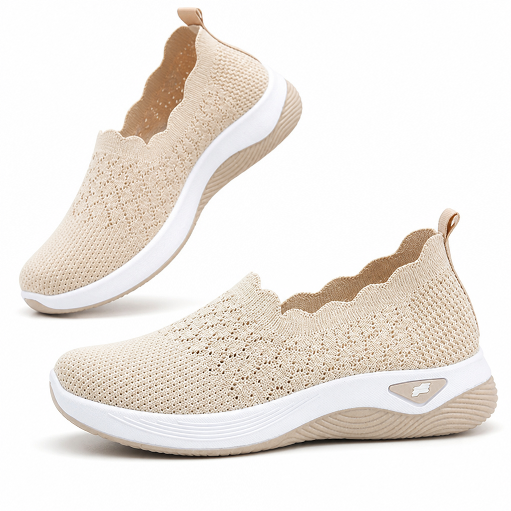 Detailaufnahme des atmungsaktiven Mesh-Obermaterials der Luara Sneaker