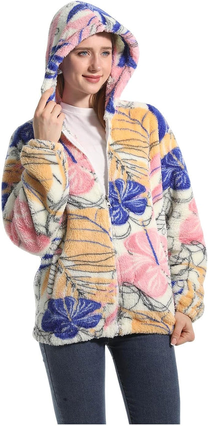 Florette Teddy Fleece Jacke – Rückenansicht Kapuze und Gesamtschnitt
