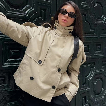 Venna Damen Trenchcoat in Khaki – wasserabweisend und elegant