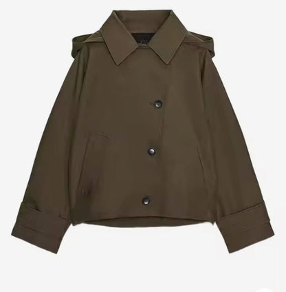 Detailaufnahme wasserabweisender Stoff Damen-Trenchcoat Vera Khaki