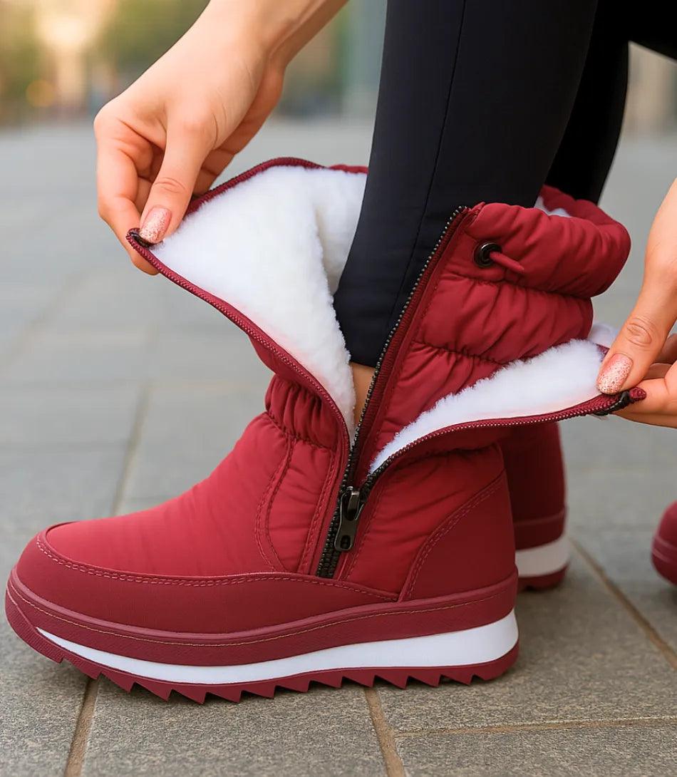 Damen Winterstiefel mit rutschfester Gummilaufsohle und tiefem Profil