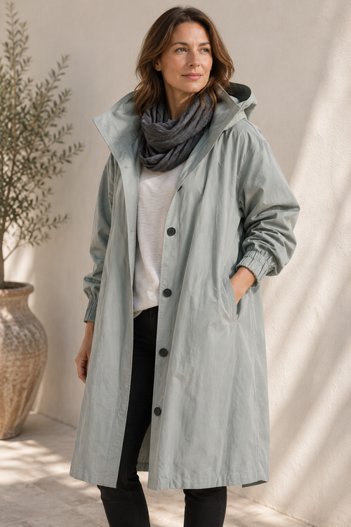 Mara Damen Regenjacke wasserdicht mit Kapuze in Grau