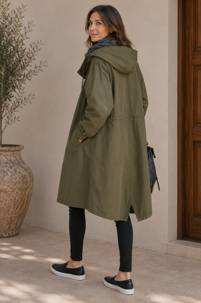Atmungsaktive Oversized Regenjacke Damen in Beige