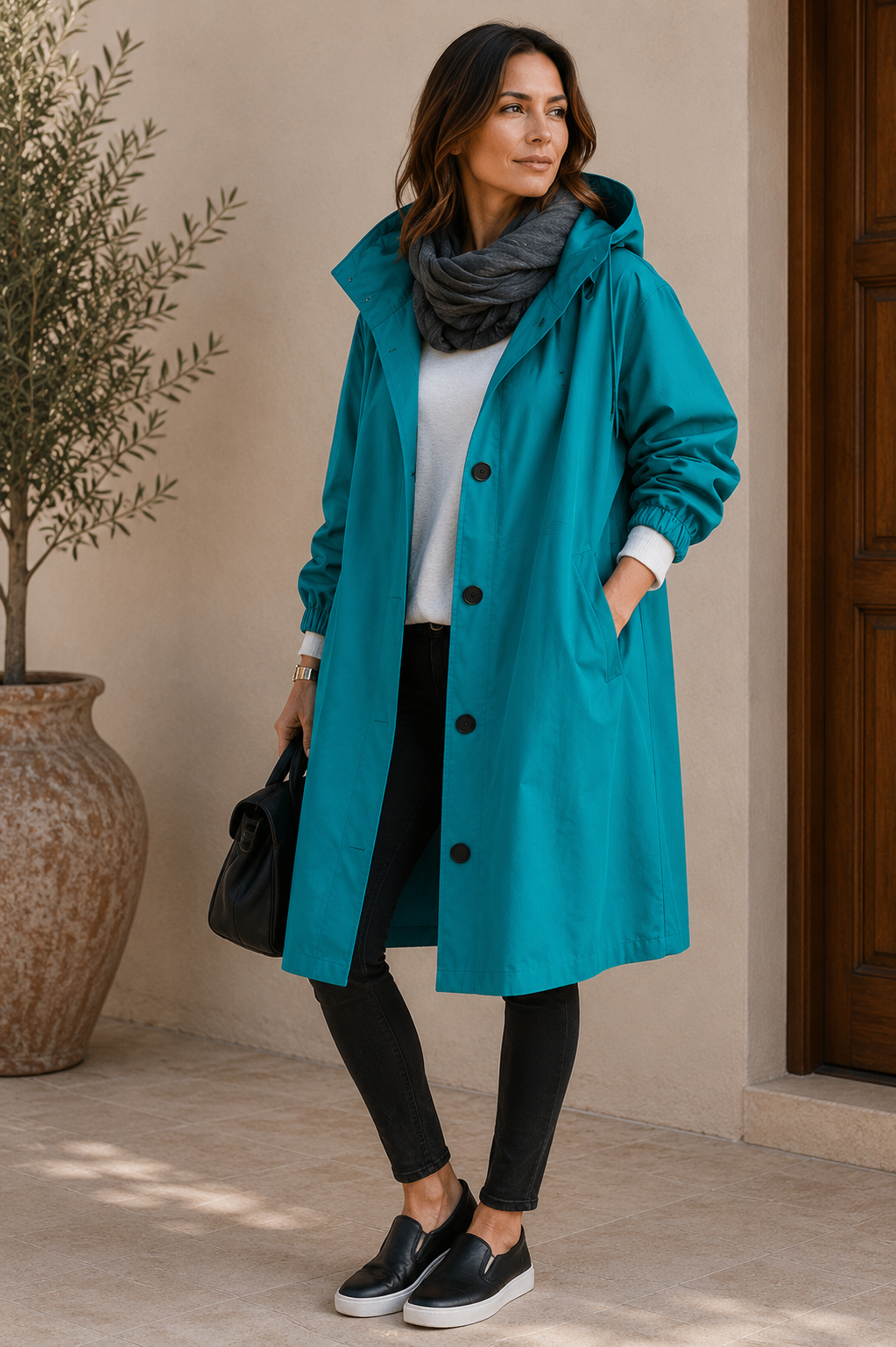 Damen Regenjacke in Rosa – Oversized-Schnitt Detailansicht