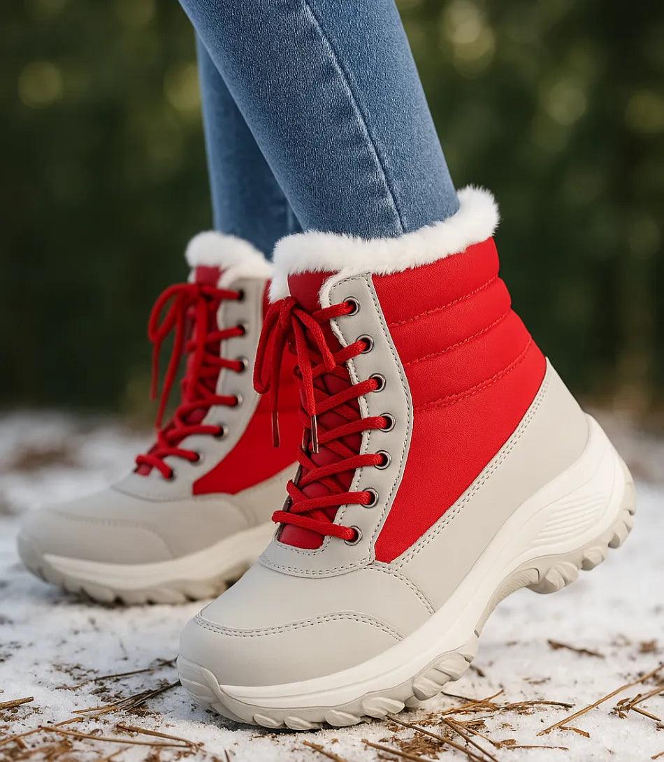 Damen Schneestiefel mit tiefem Sohlenprofil auf Eis und Schnee