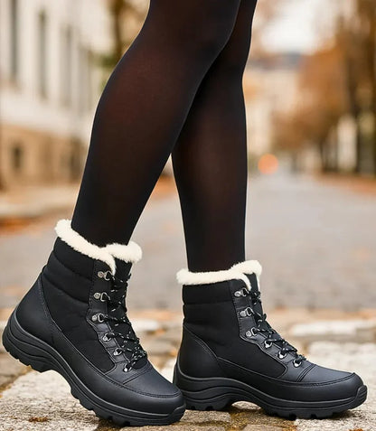 Blaue Damen-Schneestiefel mit rutschfester Sohle und Schnürverschluss