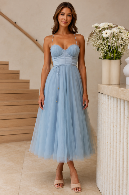 Elysienne Damen Midikleid mit Korsagenoberteil | Elegantes Ärmelloses Fit & Flare Kleid