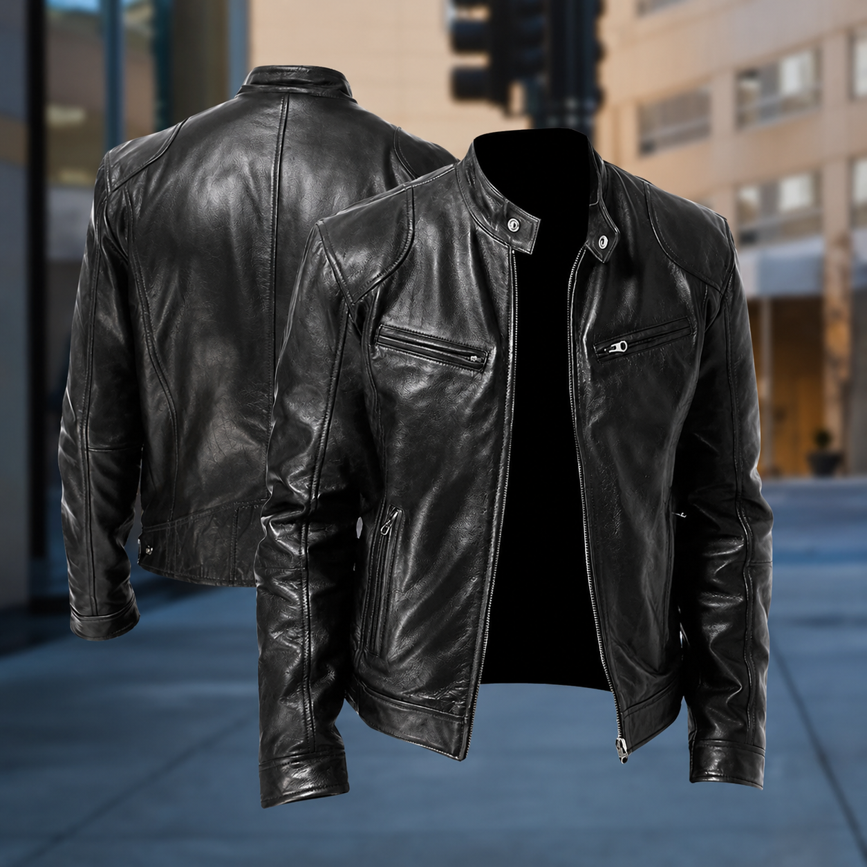 Ridgewell Herren Vintage Lederjacke | Klassische Biker Jacke mit Reißverschluss