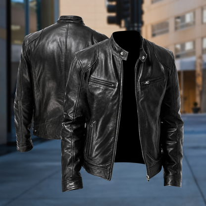 Ridgewell Herren Vintage Lederjacke | Klassische Biker Jacke mit Reißverschluss