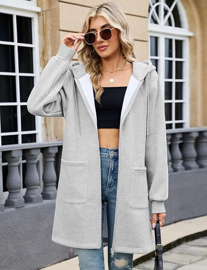 Elvienne Kapuzenjacke 2XL Lichtgrijs – bequeme Passform