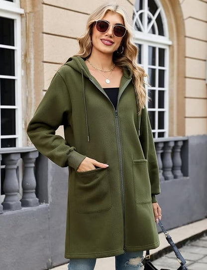 Elvienne Kapuzenjacke Damen Vorderansicht mit geschlossenem Reißverschluss