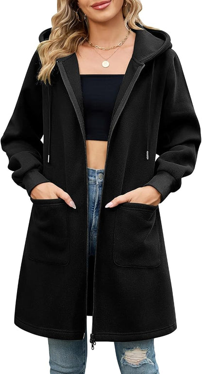 Elvienne Kapuzenjacke in Marineblauw – Seitenansicht