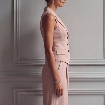 Montréa Damen Zweiteiler mit V-Ausschnitt Weste & Weiter Hose | Elegantes Business Set