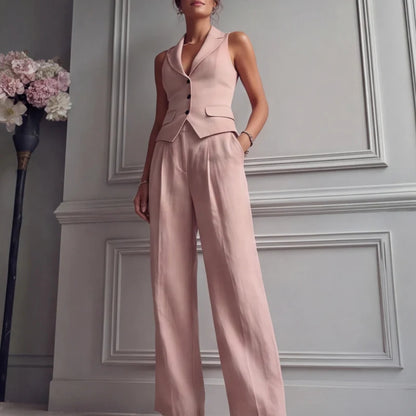 Montréa Damen Zweiteiler mit V-Ausschnitt Weste & Weiter Hose | Elegantes Business Set