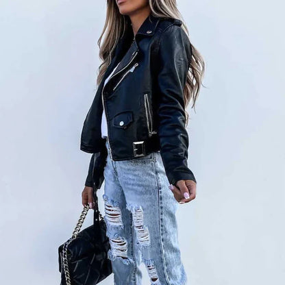 Montclair Damen Premium Lederjacke | Taillierte Bikerjacke mit Reißverschluss