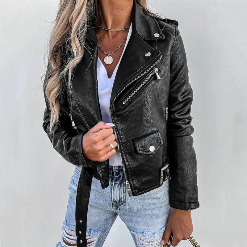 Montclair Damen Premium Lederjacke | Taillierte Bikerjacke mit Reißverschluss