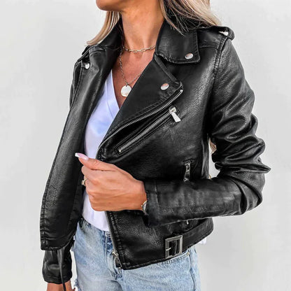 Montclair Damen Premium Lederjacke | Taillierte Bikerjacke mit Reißverschluss