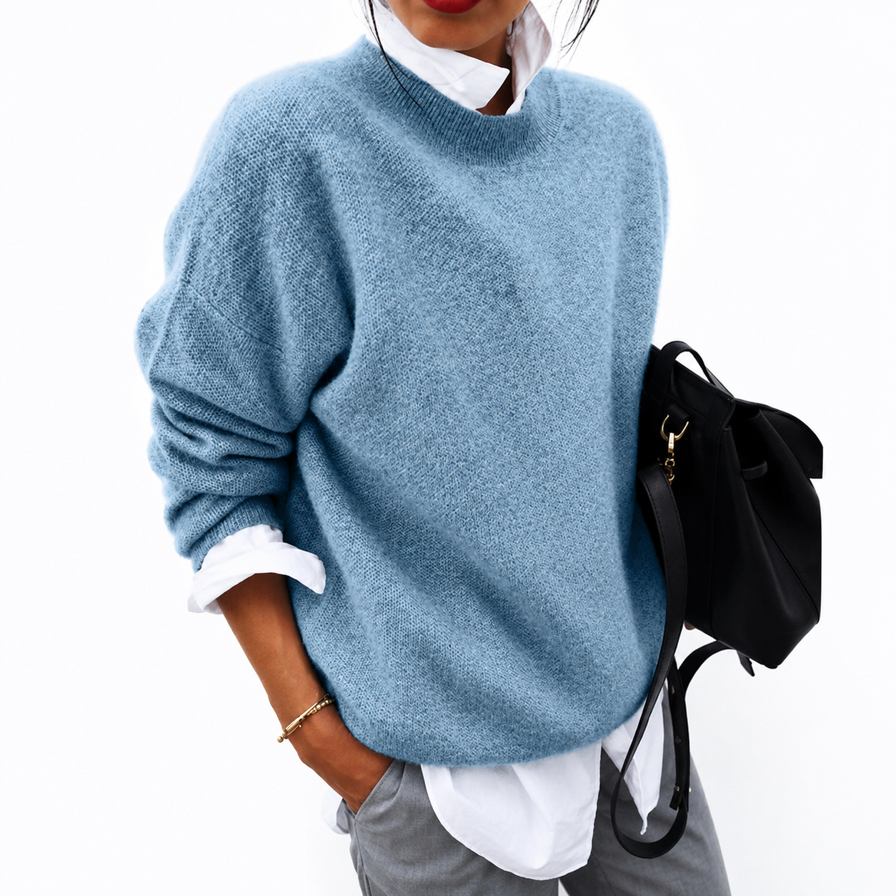 Aveline Damen Kaschmir Rundhalspullover | Weicher Leichter Langarm Strickpullover