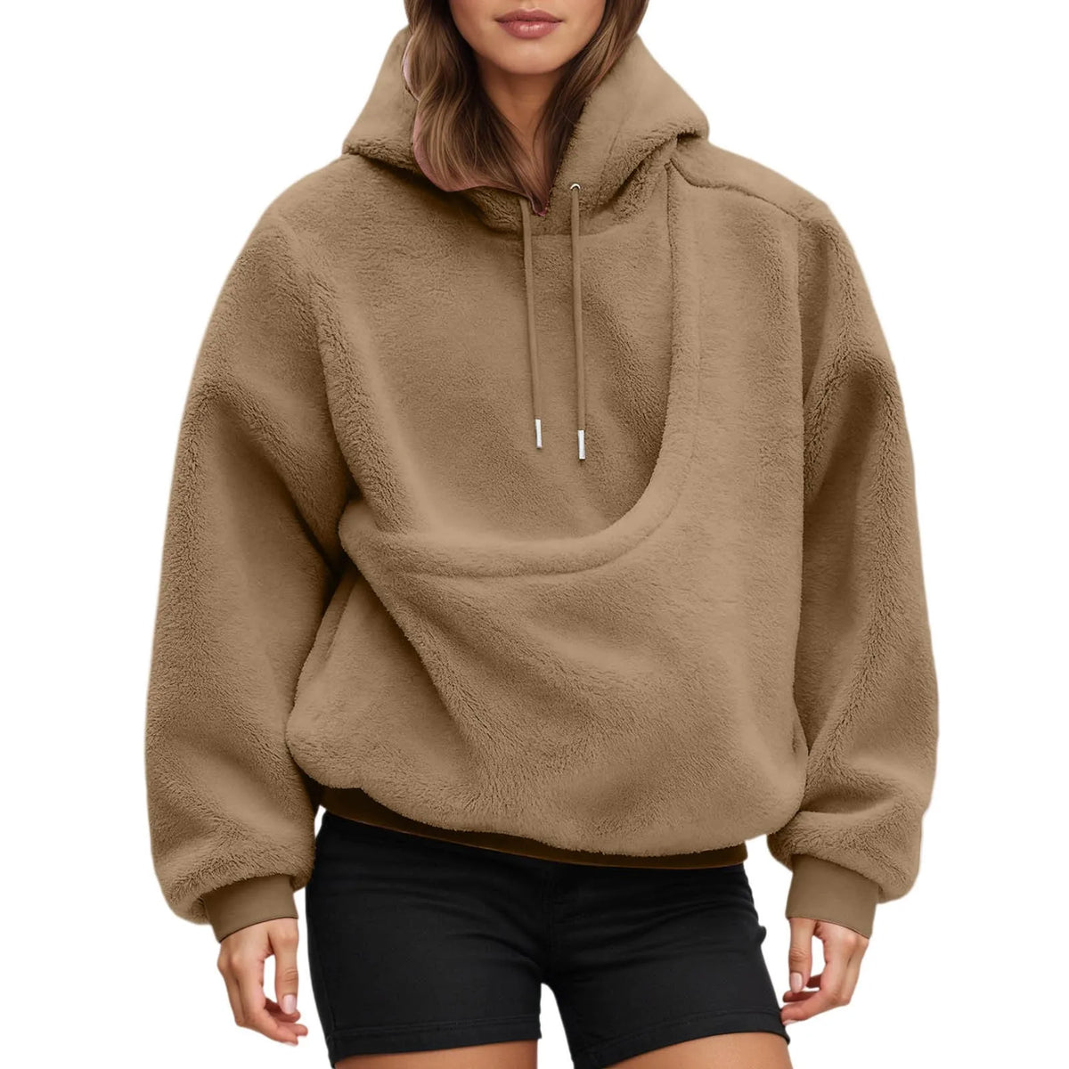 Schwarzer Oversized-Hoodie mit Känguru-Tasche für Tierliebhaber