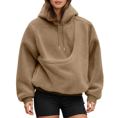 Schwarzer Oversized-Hoodie mit Känguru-Tasche für Tierliebhaber