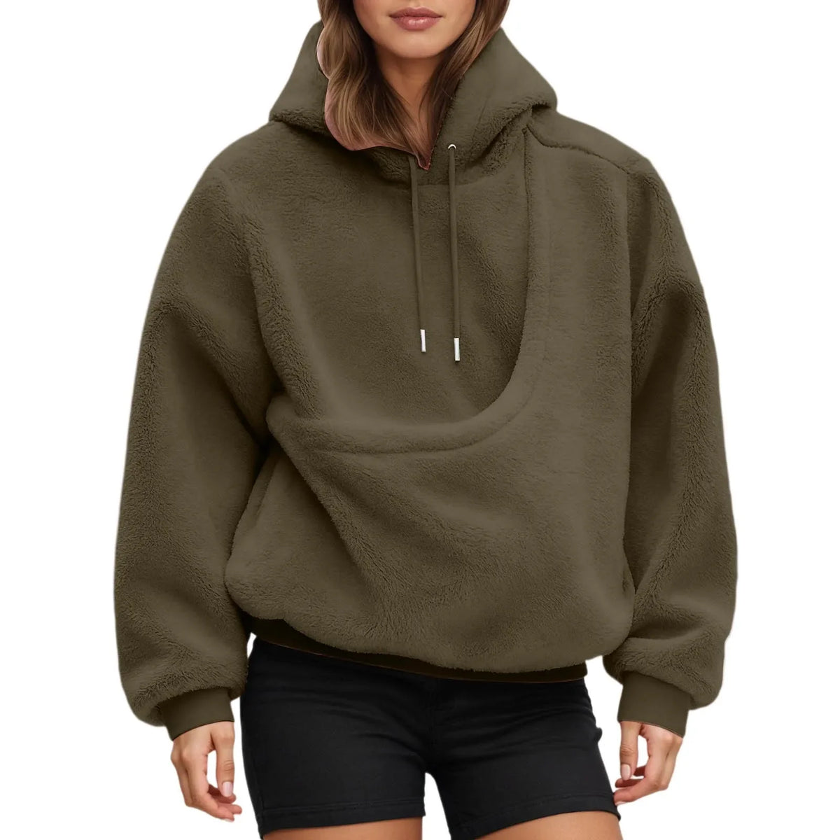Detailaufnahme Maßtabelle für Fleece-Hoodie mit Känguru-Tasche