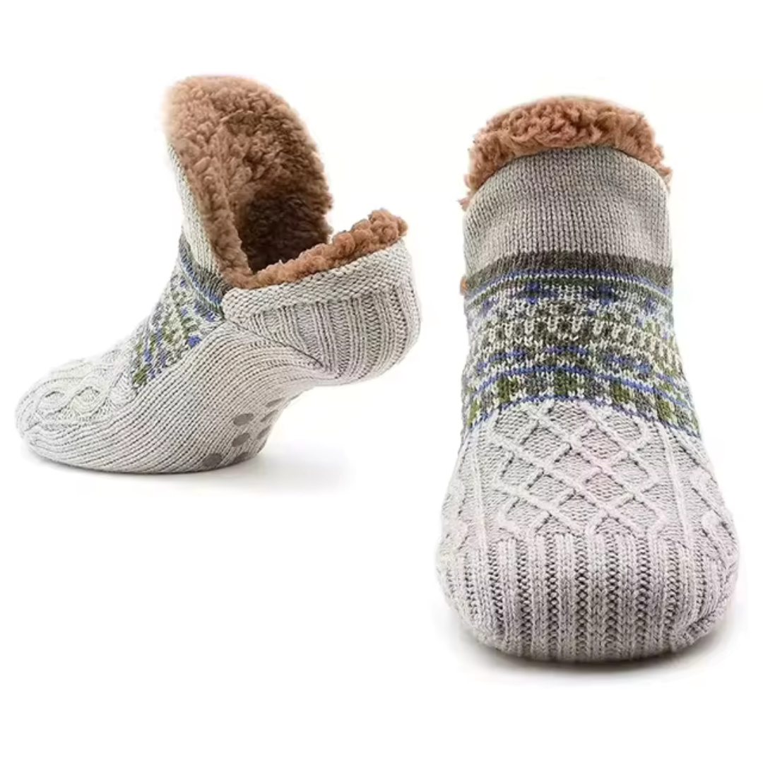 Flenzo ultra-weiche Fleece-Socken in Weiß mit Antirutsch-Sohle