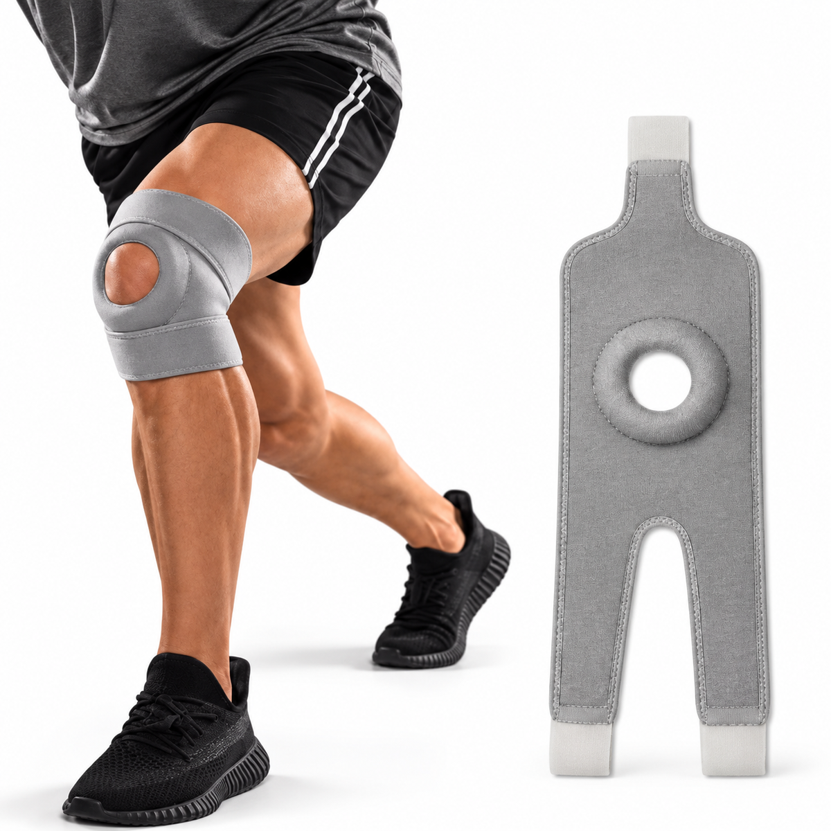 Genova verstellbare Kniebandage mit offenem Patella-Design – Frontansicht
