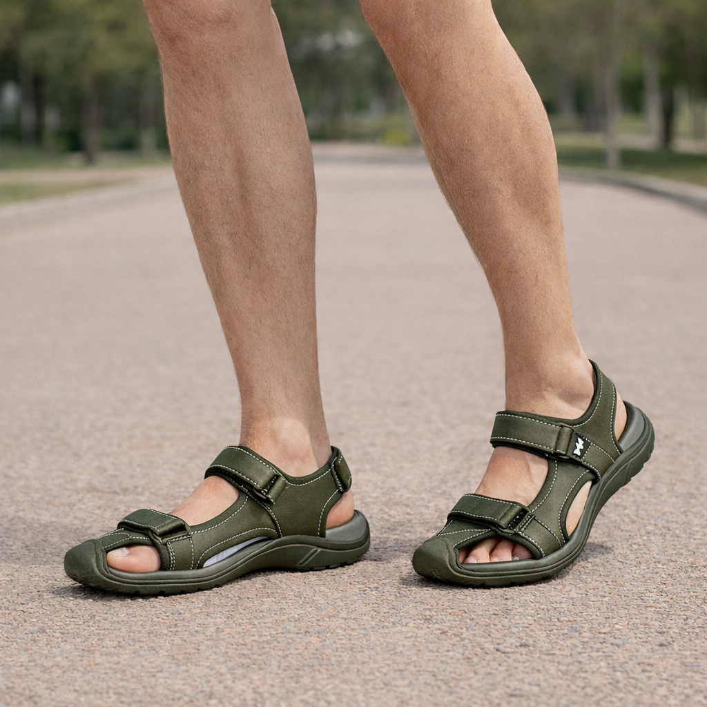 Markus Herren-Sandalen in Grün mit weichem Fußbett – Detailansicht Einlegesohle