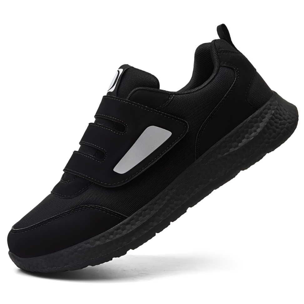 Davio Herren orthopädische Sneaker in Schwarz mit Klettverschluss