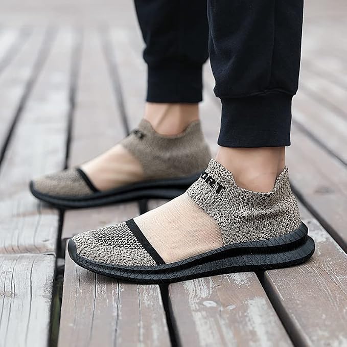 Gregor Herren Slip-on Stricksneaker in Khaki mit flexibler Sohle