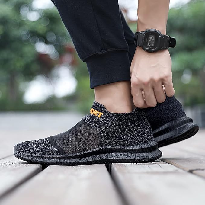 Seitenansicht der Gregor Stricksneaker für Herren in Grau
