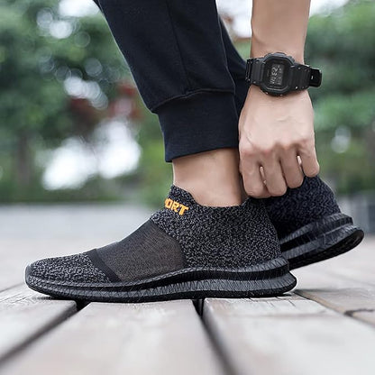 Seitenansicht der Gregor Stricksneaker für Herren in Grau