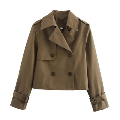 Urbaner Look mit brauner Crop-Jacke und langen Ärmeln für Damen
