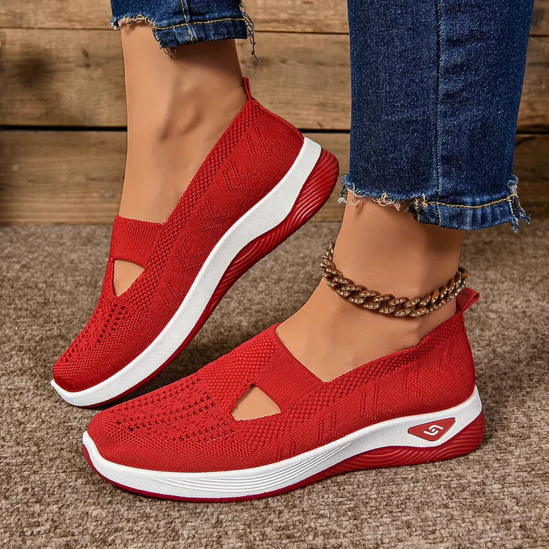 Rote Lena Komfort-Sneaker für Damen – Vorderansicht