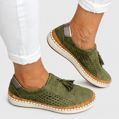 Lena Damen orthopädische Slip-Ons in Grün mit Gewölbestütze