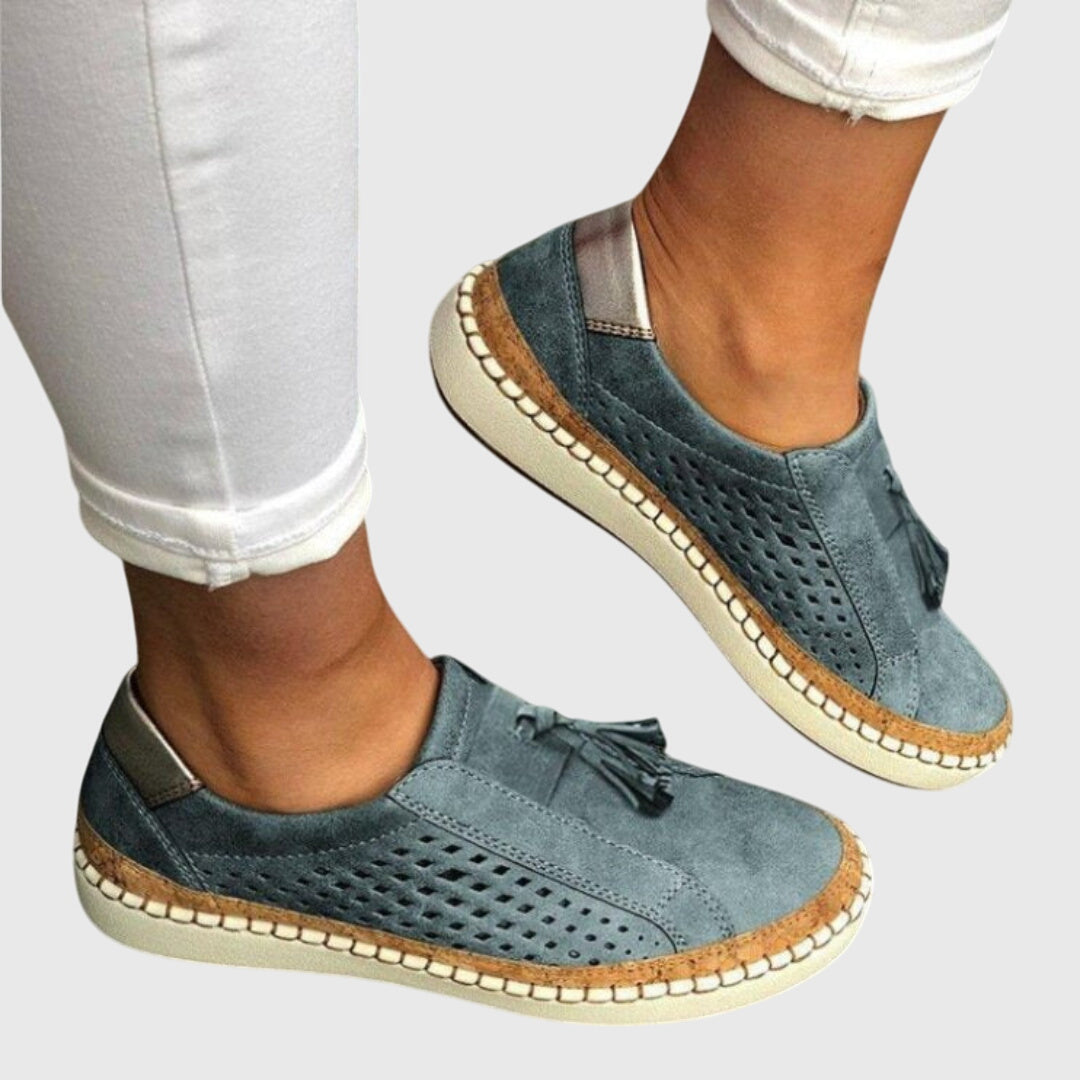 Lena Damen Slip-Ons in Weiß mit dämpfender Polsterung