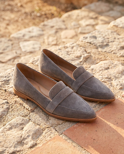 Lena Damen Loafer Grau – Rückansicht mit stabiler Sohle