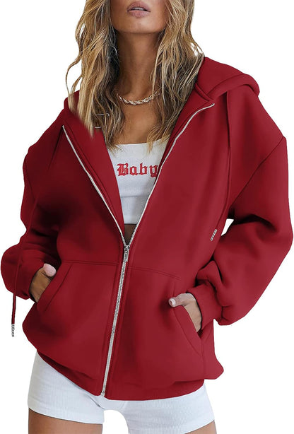 Oversized Hoodie Damen Dunkelgrau – Detailansicht Reißverschluss