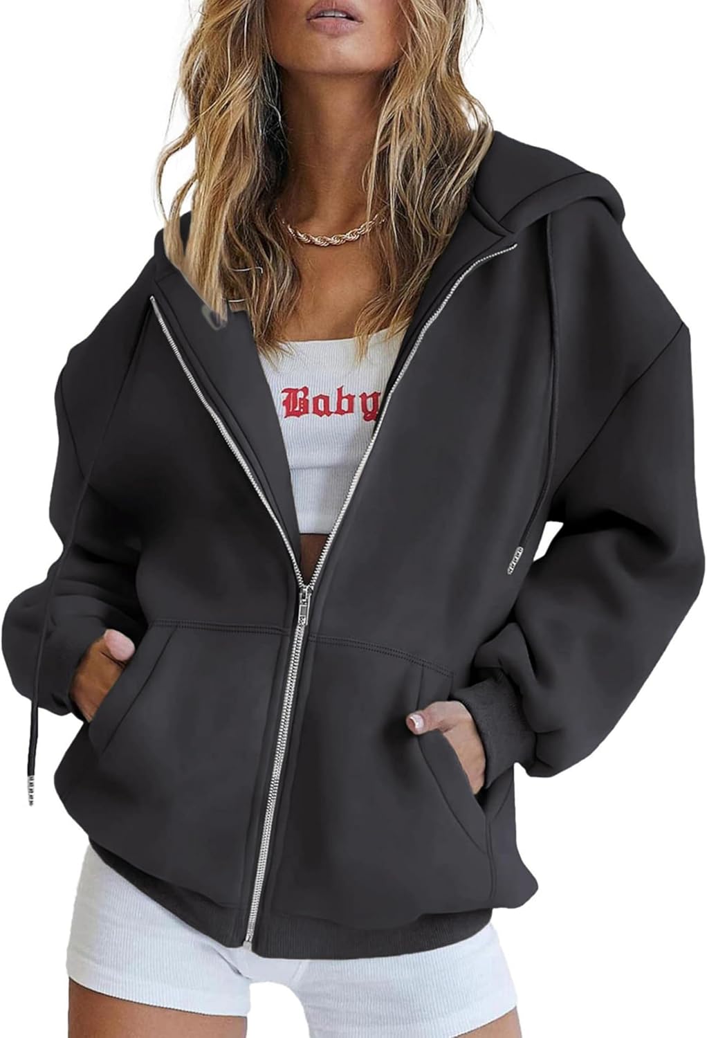 Damen Oversized Kapuzenpullover – Maßtabelle und Passformübersicht