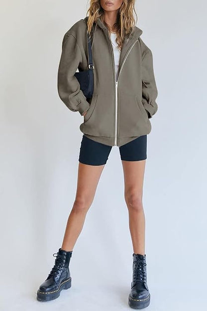 Oversized Hoodie Damen mit Vordertaschen und langen Ärmeln