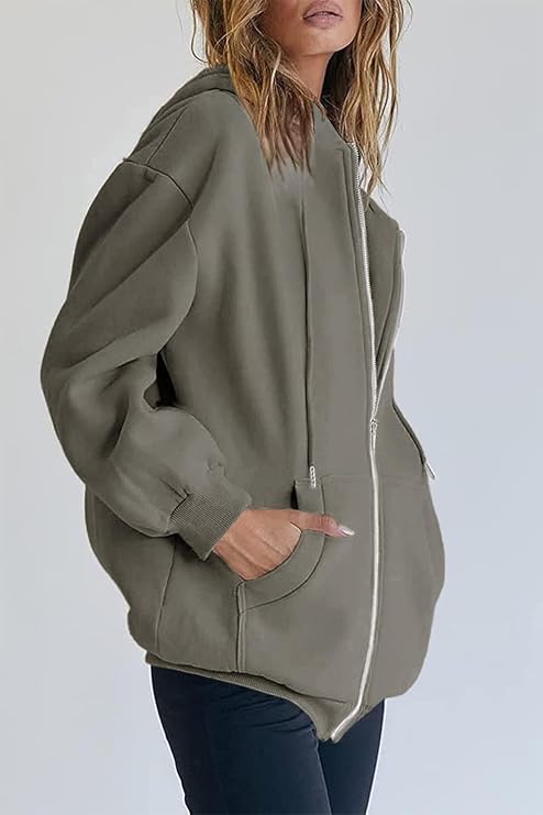 Damen Hoodie mit durchgehendem Reißverschluss – Frontansicht