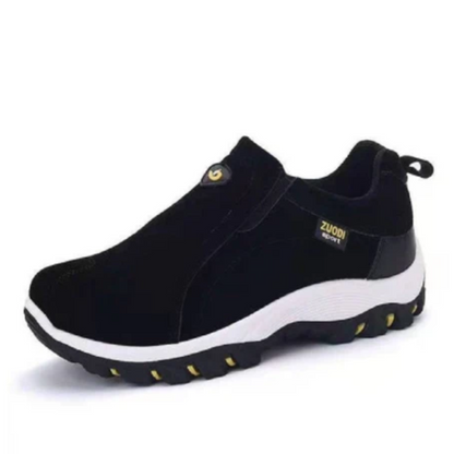 Lenox Herren orthopädische Slip-On Schuhe in Schwarz mit atmungsaktivem Mesh-Obermaterial