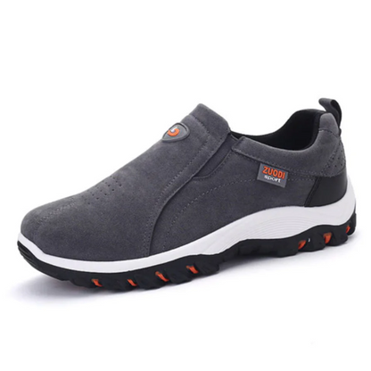 Lenox orthopädische Slip-On Schuhe in Blau – Frontalansicht mit stabilen Nähten