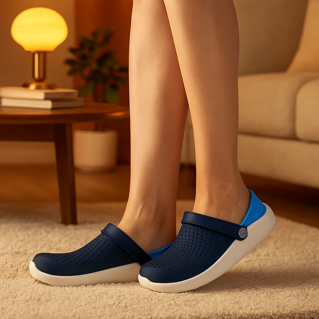 Lorva Damen Clogs in Blau – atmungsaktives Design für ganztägigen Komfort