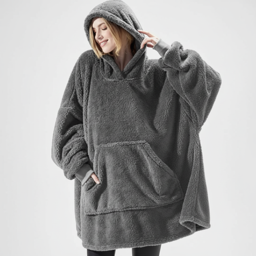 Oversize Hoodie-Decke in Olivgrün – bequeme Passform für kalte Abende
