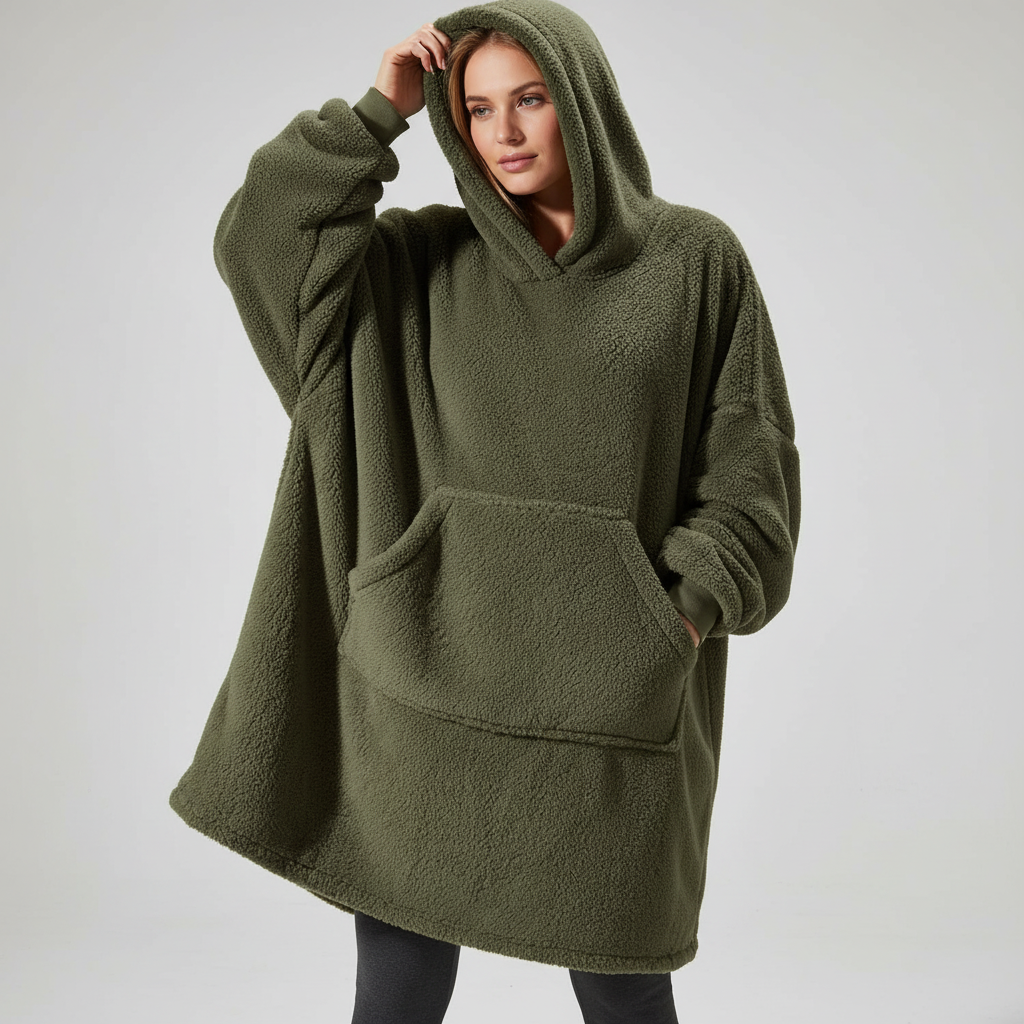 Damen Fleece-Hoodie in Rosa – gemütlicher Oversize-Look für zu Hause